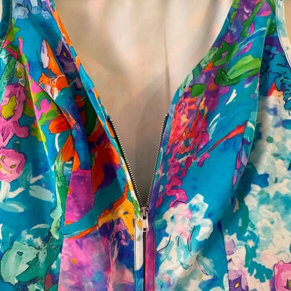 Amanda Uprichard Silk Multicolor
Marbled Watercolor Zip-Up Mini Dress Small USA - Picture 5 of 9